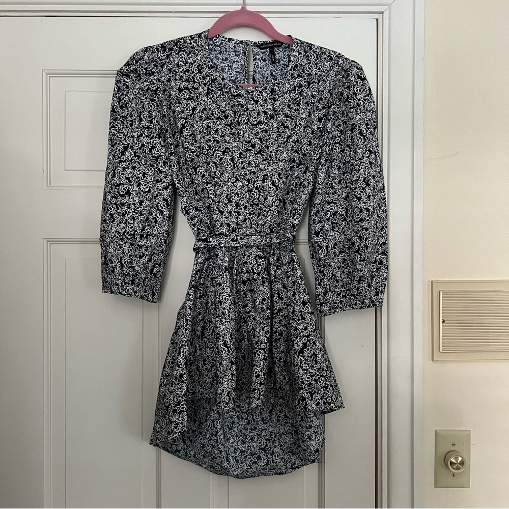 Marissa Webb Priya cut out floral print blouse navy white Large - Picture 5 of 8